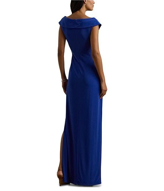 Lauren Ralph Lauren Knit Jersey Off-The-Shoulder Sleeveless Front Twist Column Dress Product Image