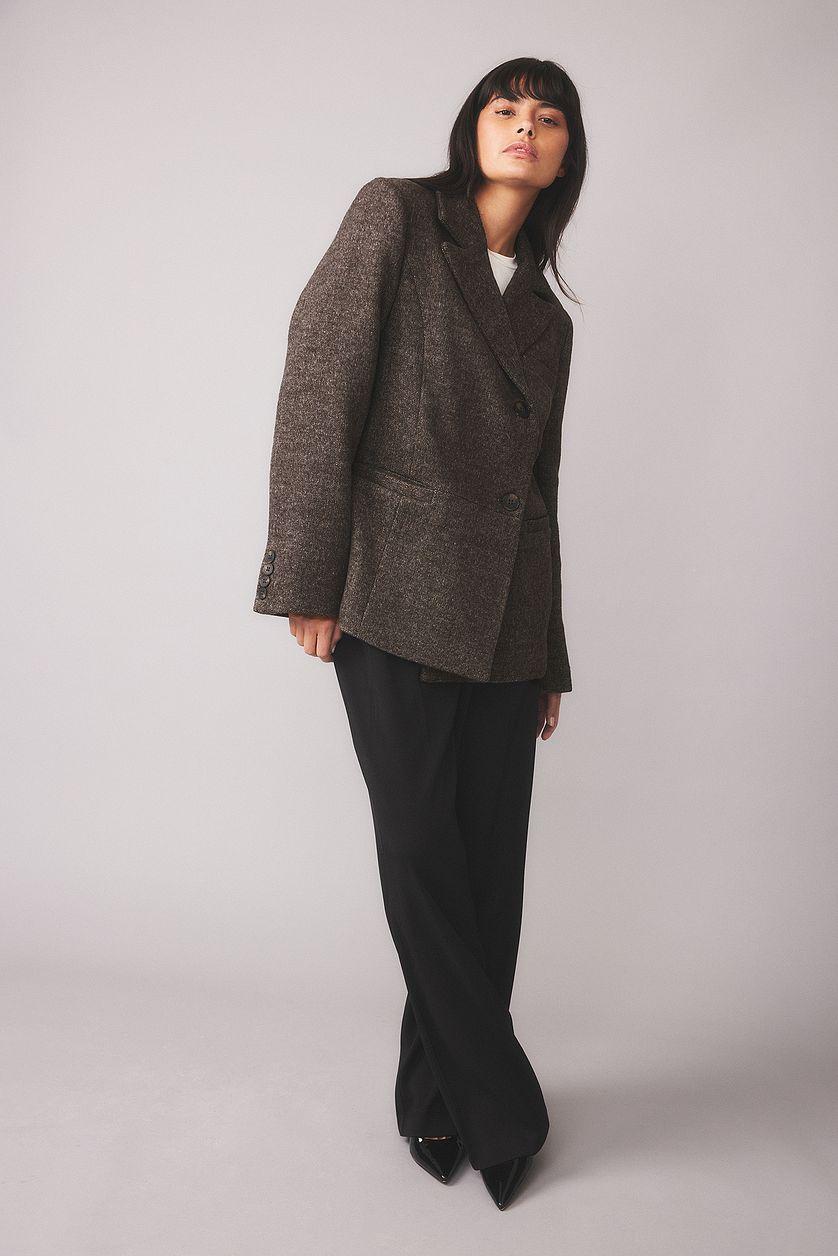Wool Blend Oversized Blazer Jacket Product Image