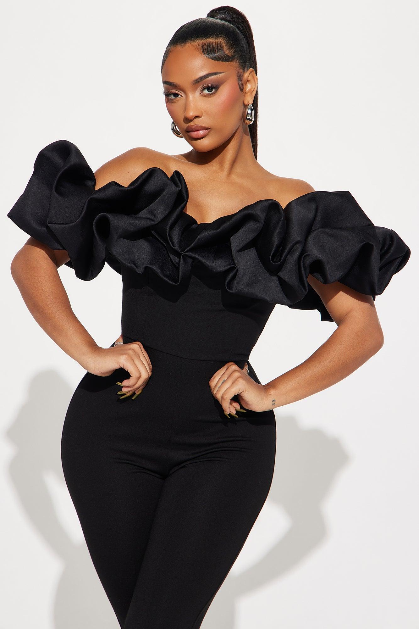 Ruffle Affair Jumpsuit - Black Product Image