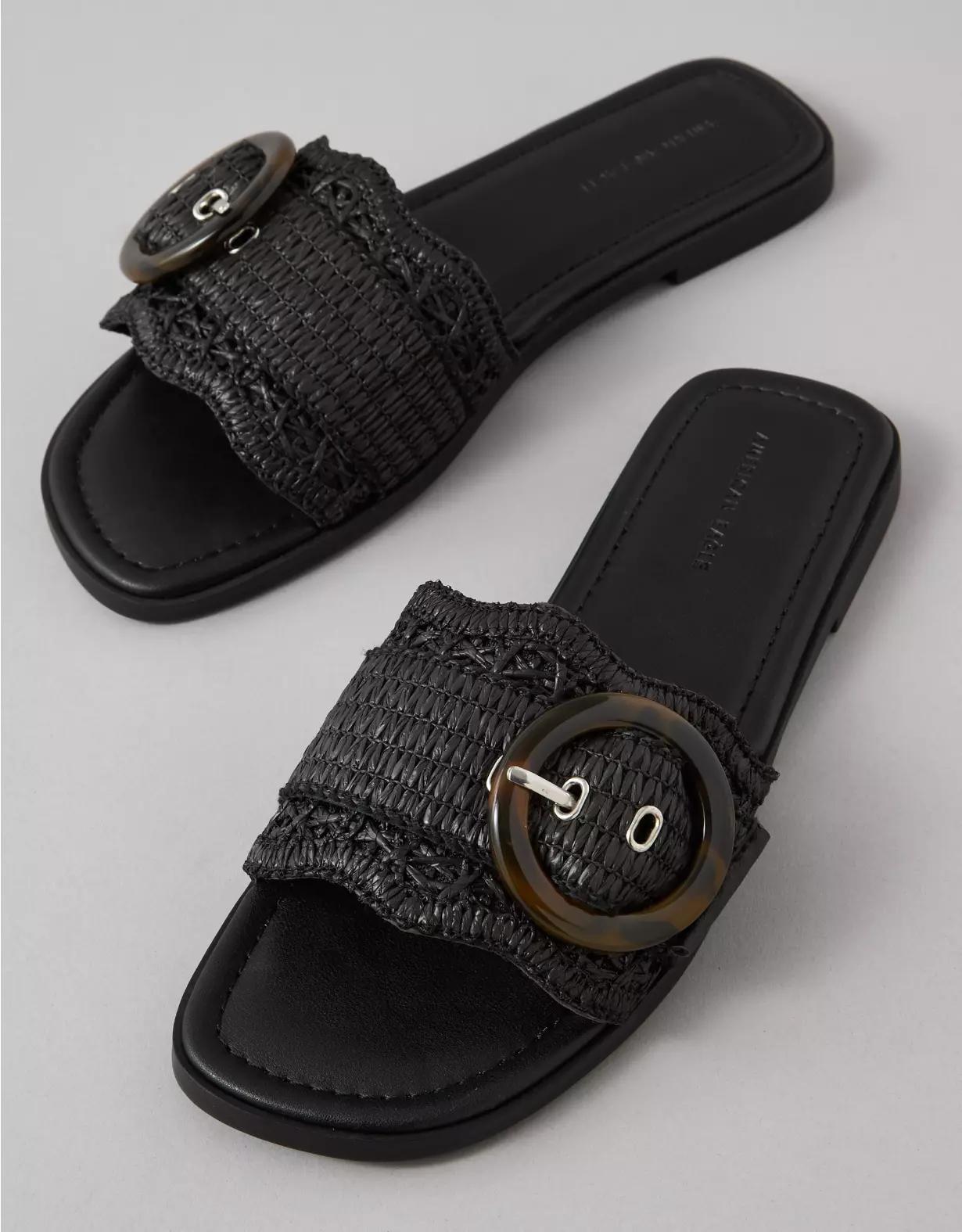AE Raffia Buckle Slide Sandal Product Image