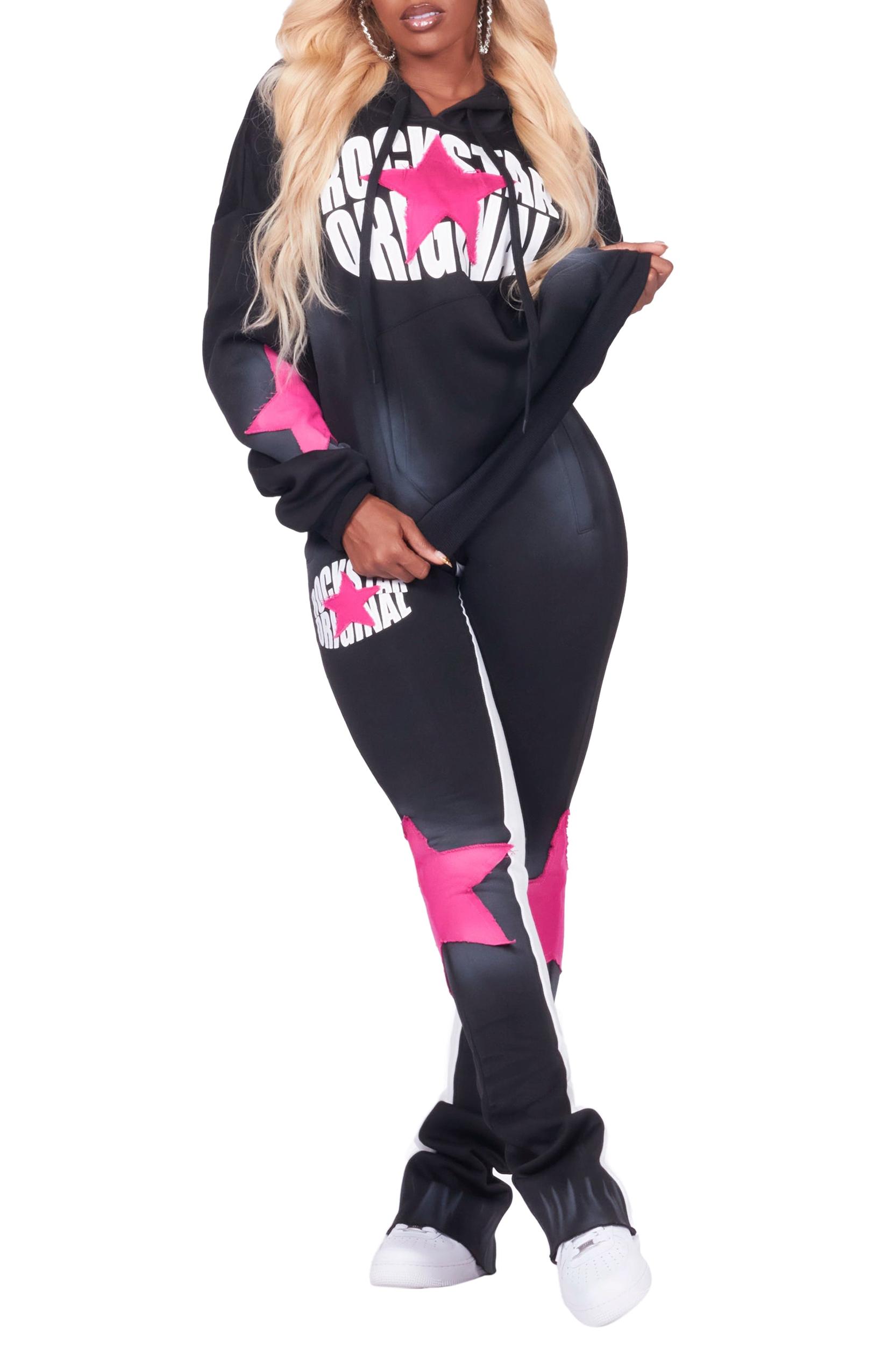 Kaliyah Black/Pink Super Stacked Trackset Female Product Image