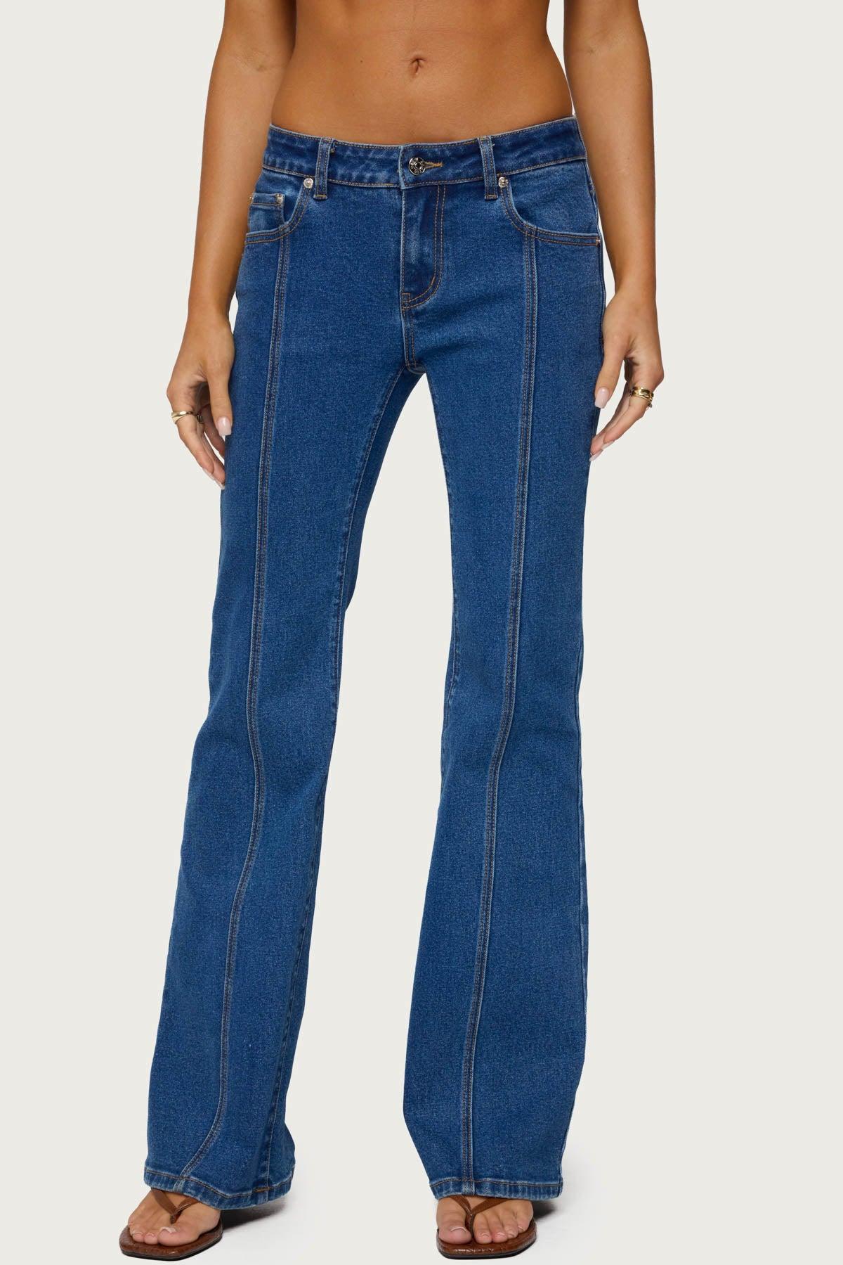 Starrie Panel Stitch Low Rise Bootcut Jeans Product Image
