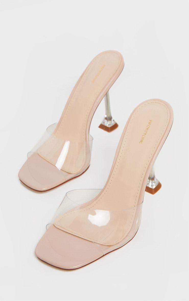 Nude Clear Heel Mule Sandals Product Image