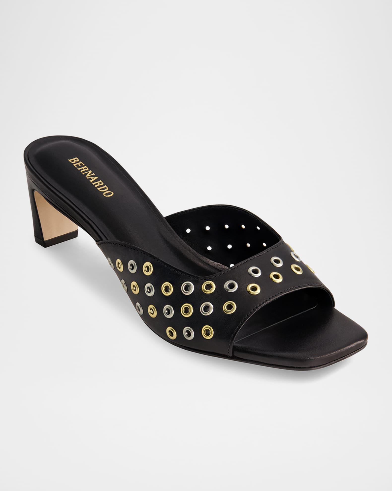 Grommet Leather Slide Mule Sandals Product Image