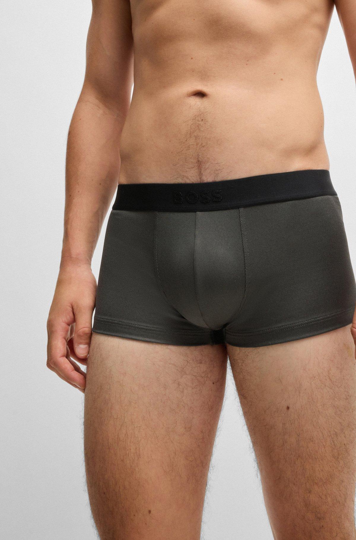 Shiny-piqué regular-rise trunks with logo waistband Product Image