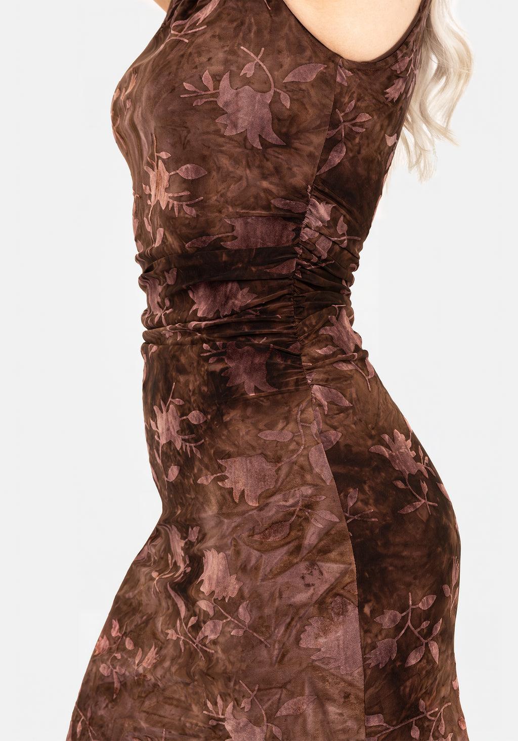 Serenade High Neck Ruched Floral Midaxi Dress Product Image