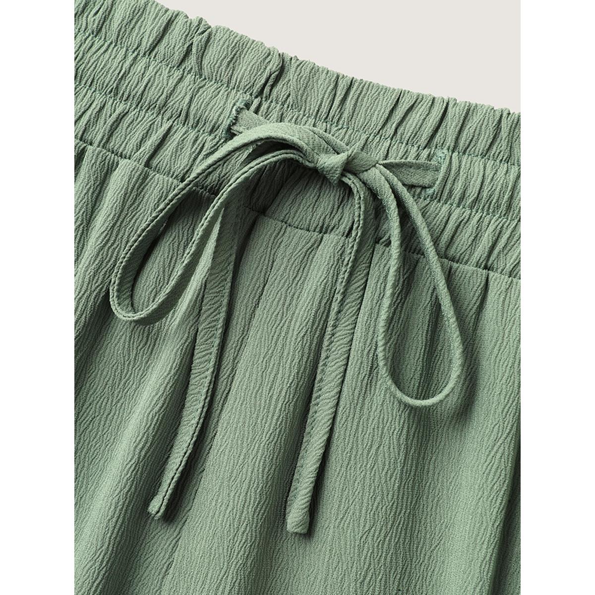 Plus Size Drawstring Pin Tuck Wide-Leg Pants Women Mint Basics Wide Leg Mid Rise Everyday-Casual Pants BloomChic 26/4X Product Image