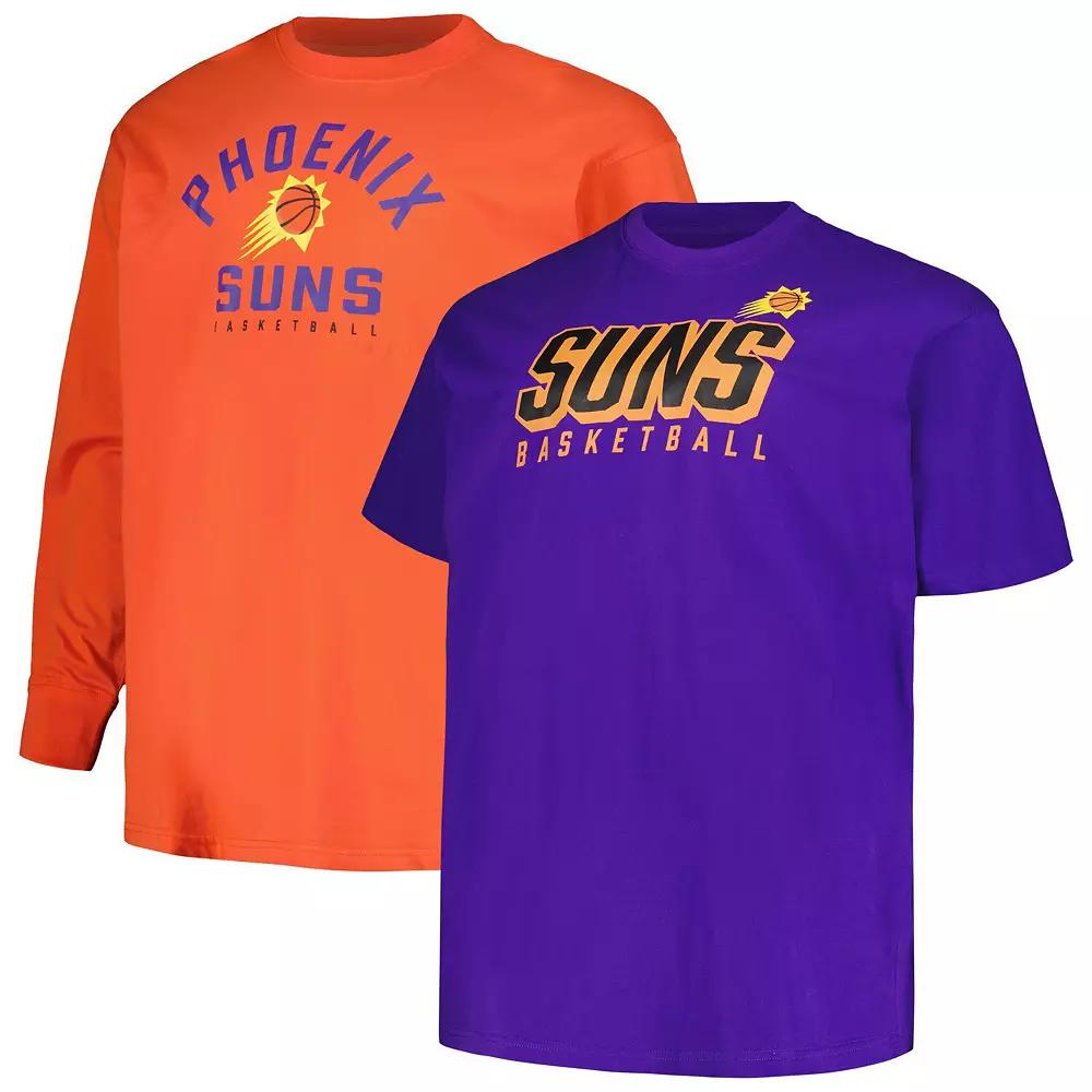 Men's Fanatics Branded Purple/Orange Phoenix Suns Big & Tall Short Sleeve & Long Sleeve T-Shirt Set, Size: 2XLT, Phx Purple Product Image