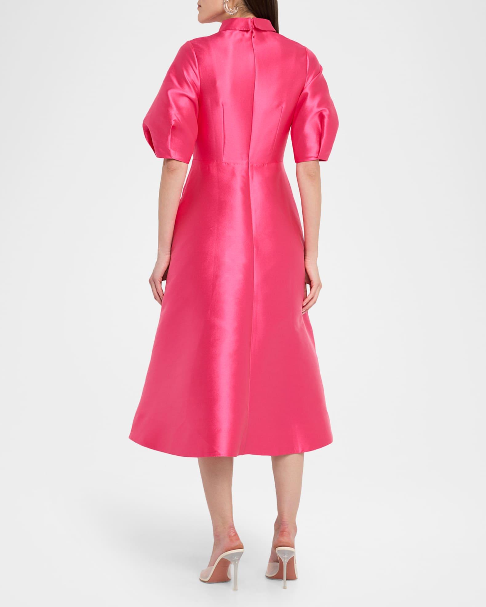 Puff-Sleeve Gazar Midi Shirtdress Product Image
