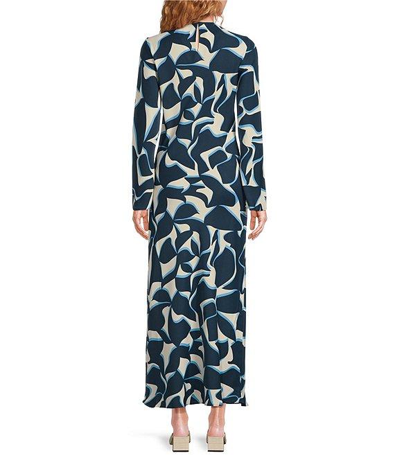 Lucy Paris Geometric Print Scoop Neck Long Sleeve Maxi Dress Product Image