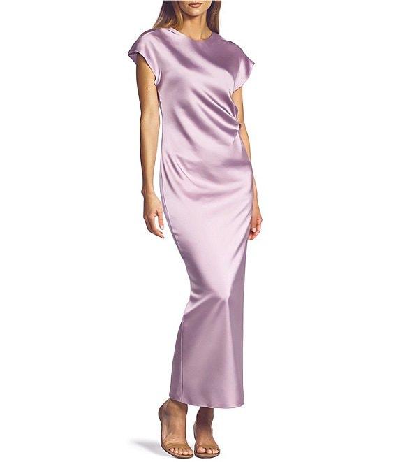 Antonio Melani Myla Short Sleeved Drapey Satin Maxi Dress Product Image
