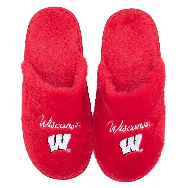 Women's ZooZatz Wisconsin Badgers Team Faux Fur Slippers,  Product Image