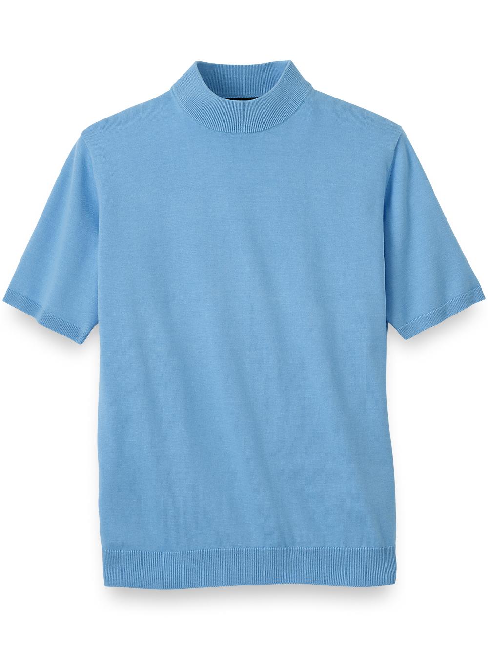 Cotton Mock Neck Sweater - Light Blue Product Image