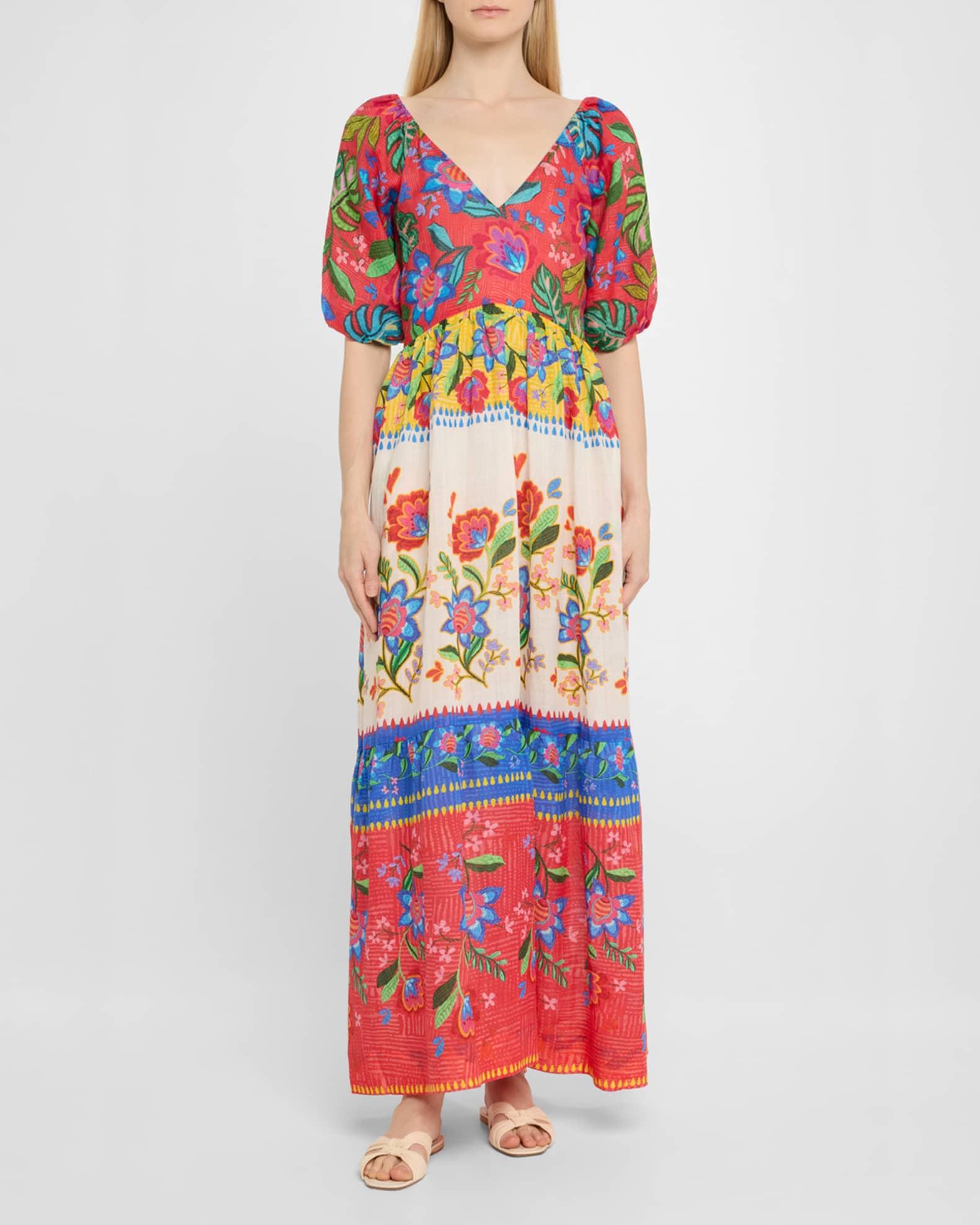 Floral Puff-Sleeve Maxi Dress Product Image