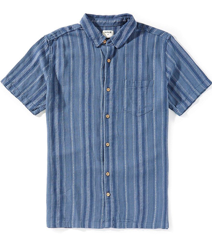 Hurley Oceanside Short Sleeve Striped Woven Linen-Blend Shirt Product Image