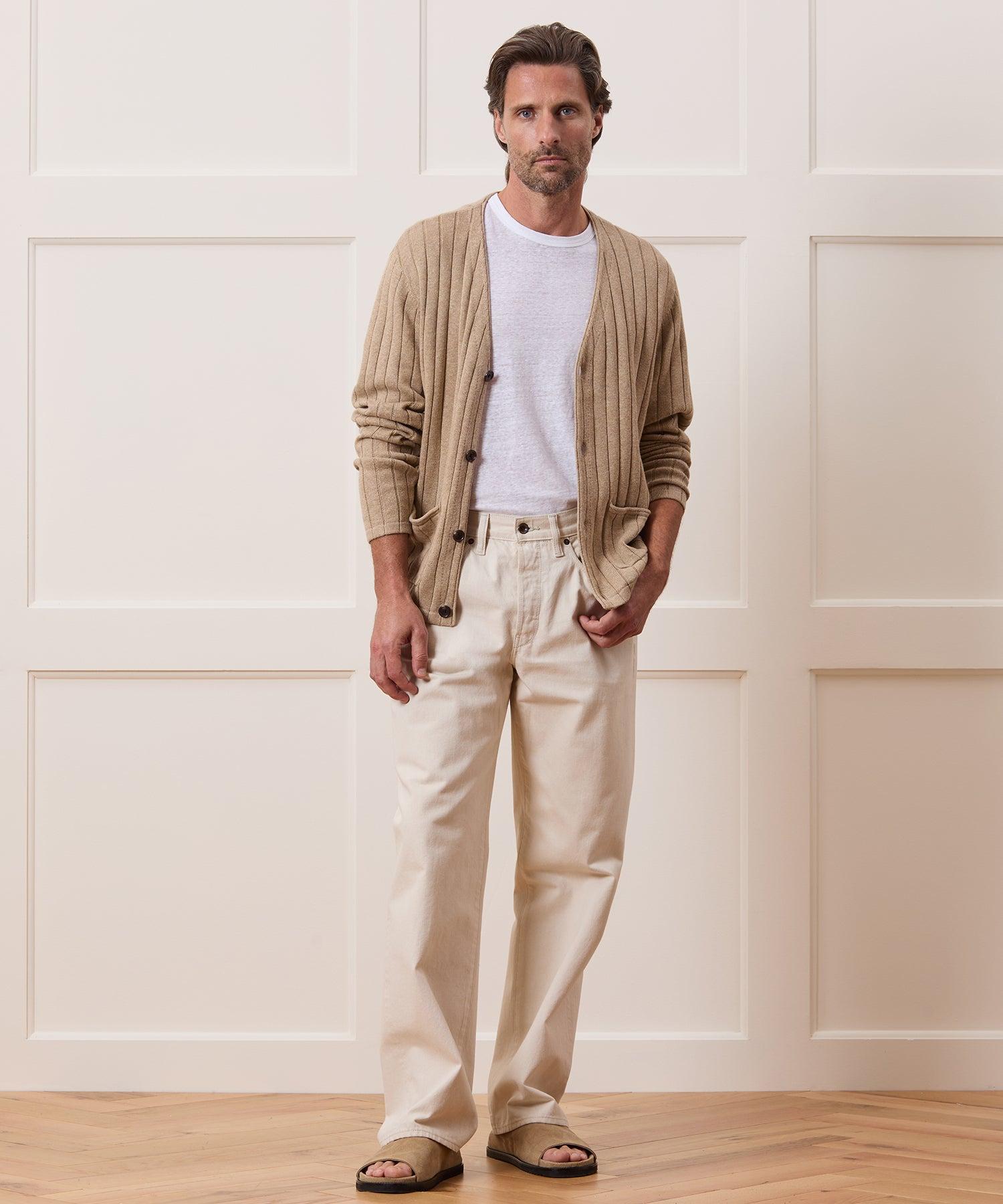 Relaxed Linen-Cotton Ribbed Cardigan Product Image