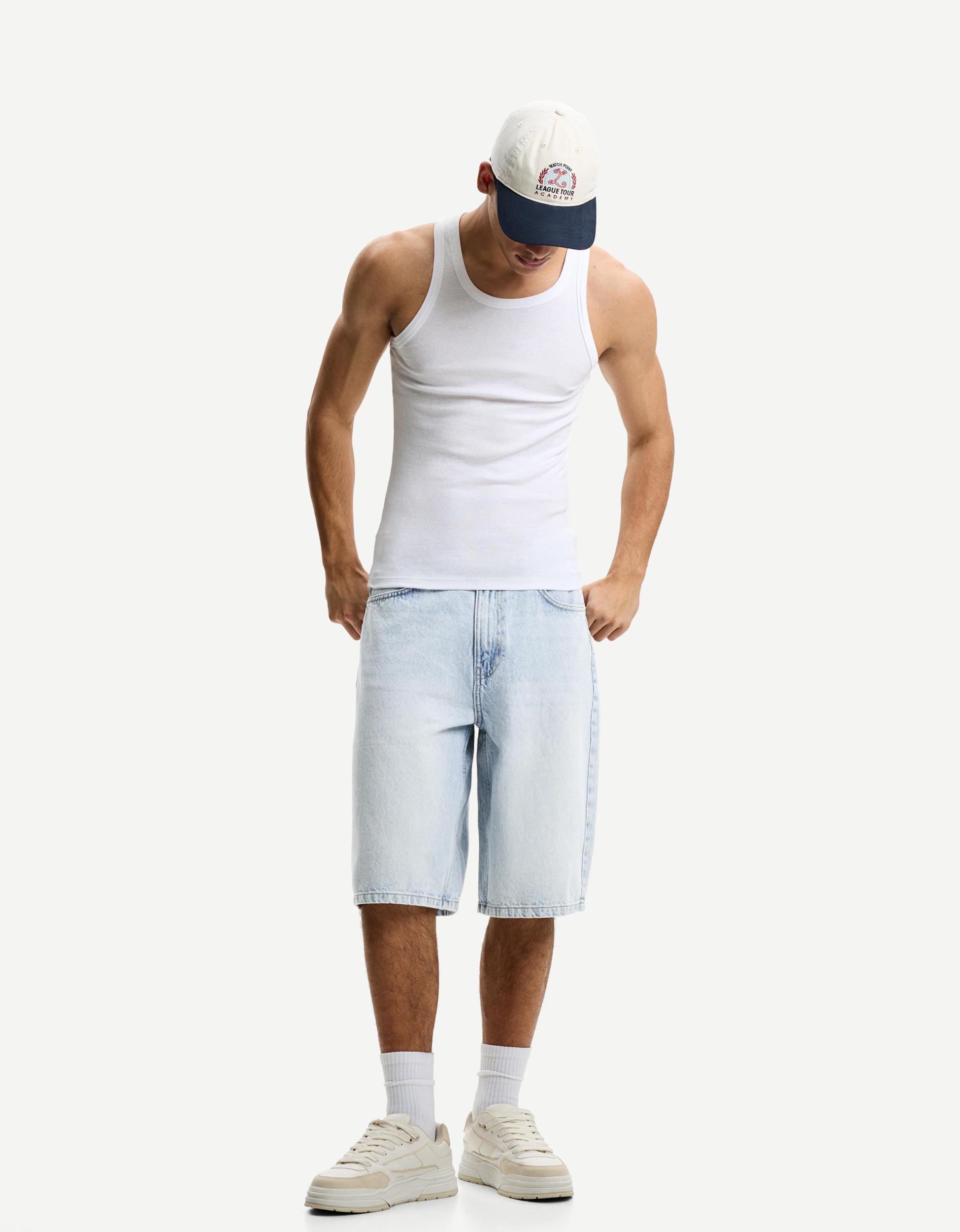 Baggy denim Bermuda shorts Product Image