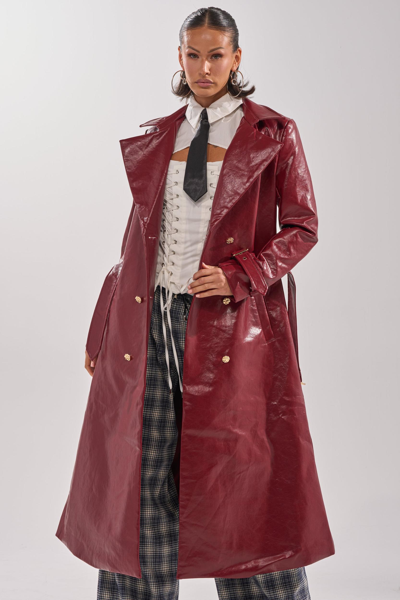 LADY DANGER FAUX LEATHER TRENCH Product Image