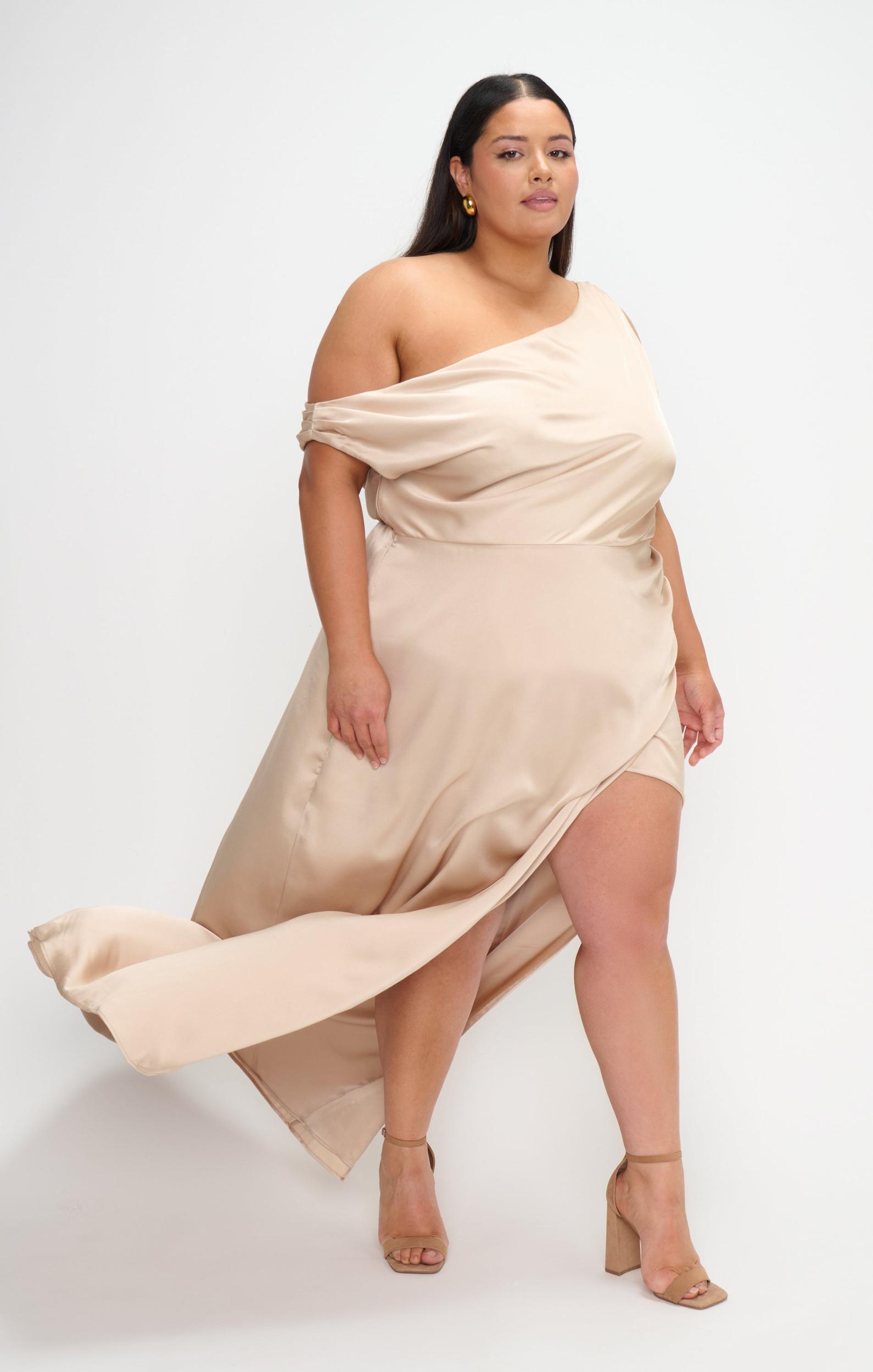 Jodie Dress ~ Champagne Luxe Satin Product Image