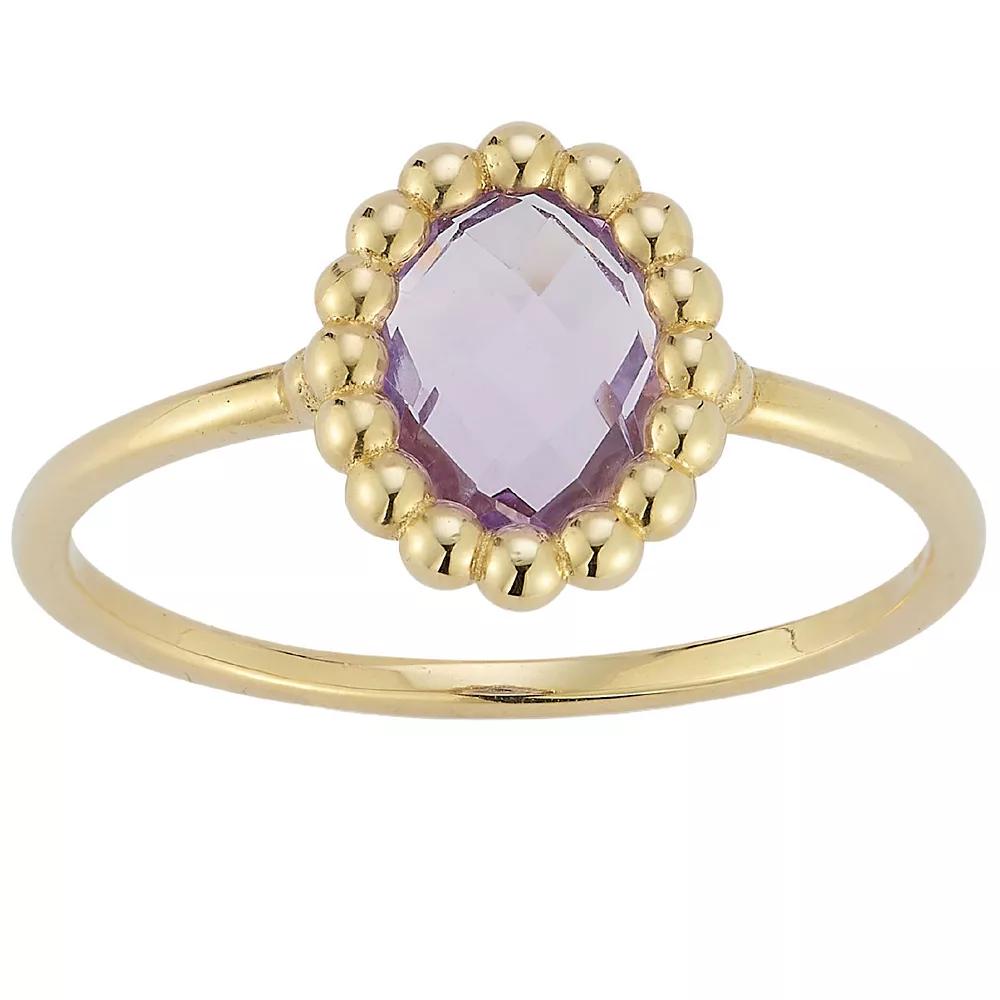 LUMINOR GOLD 14k Gold Gemstone Oval Ring, Women's, Size: 6, Purple Product Image