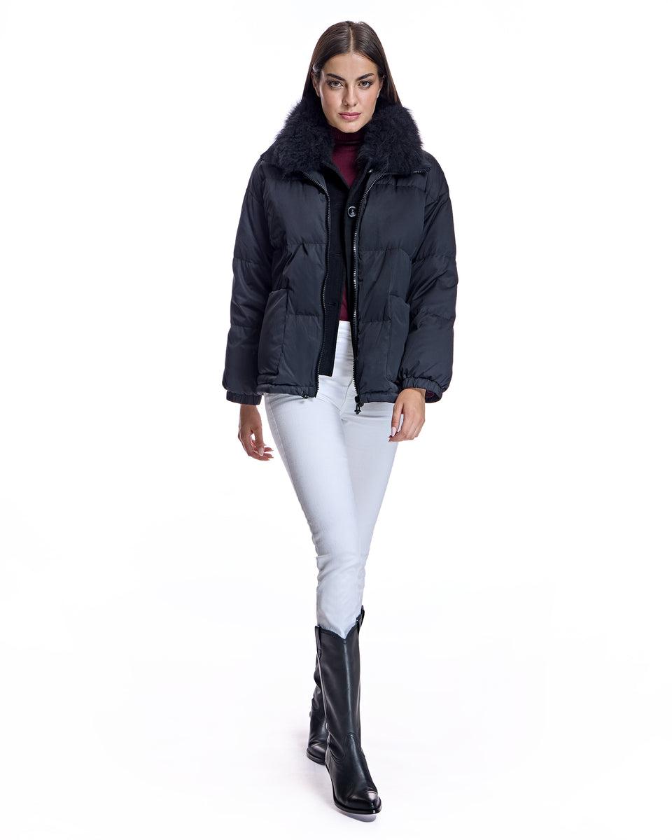 Polyblend Jacket with Cashmere Lamb Trim Product Image