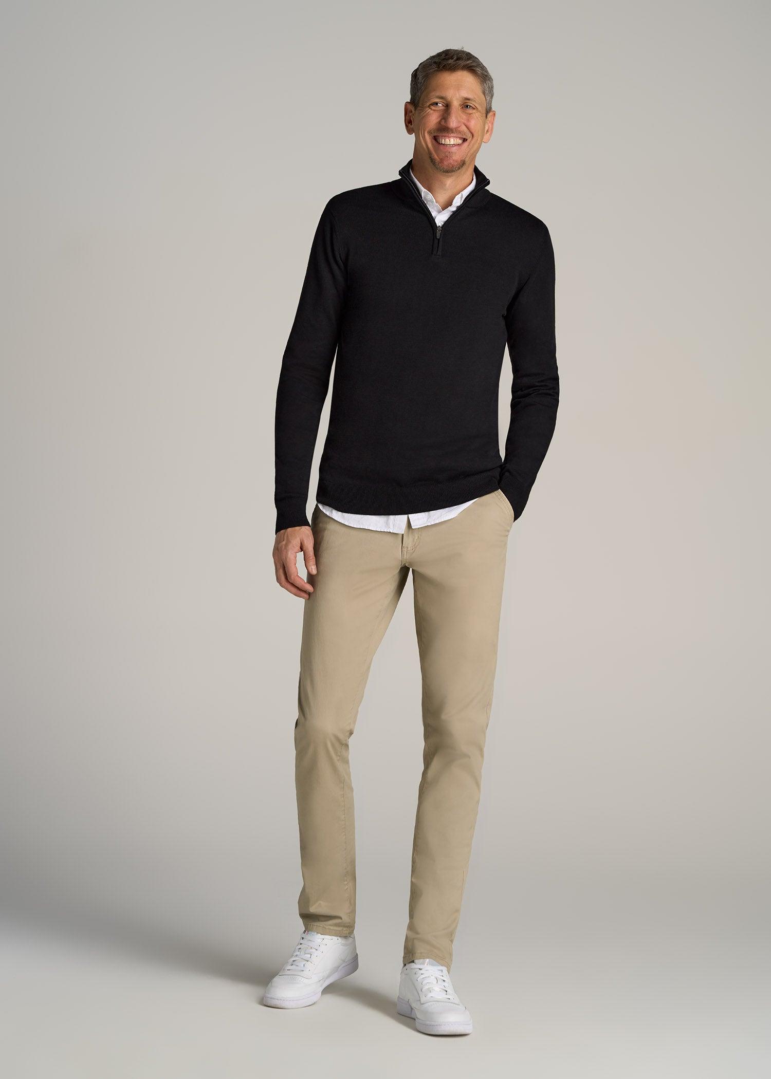 Everyday Quarter-Zip Sweater for Tall Men in Black Male Product Image
