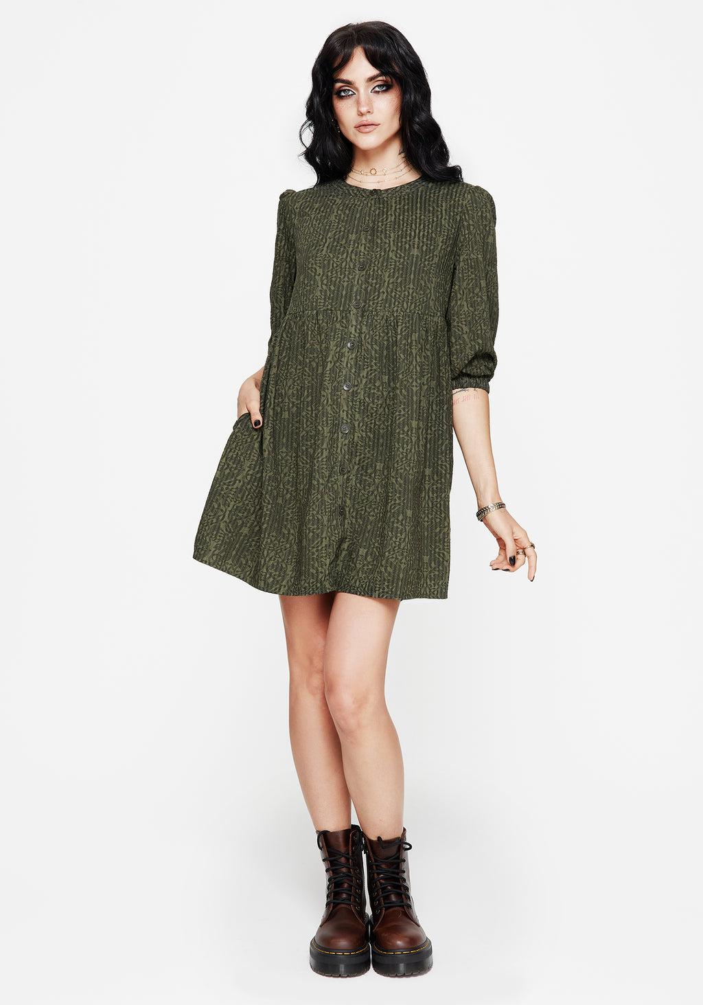 Francesca Dragon Printed Button Up Smock Mini Dress Product Image