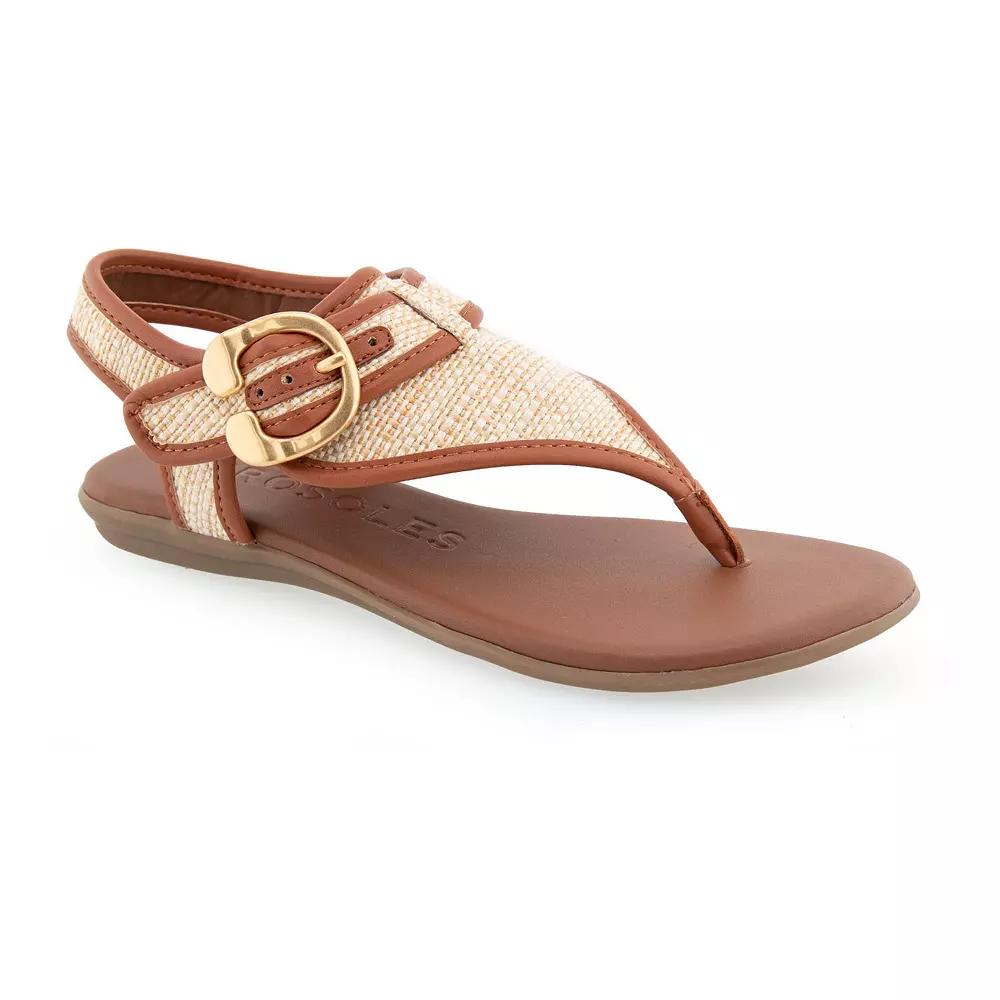 Aerosoles Isa Women's Flat Thong Sandals, Size: 6 Wide, Natural Combination Product Image