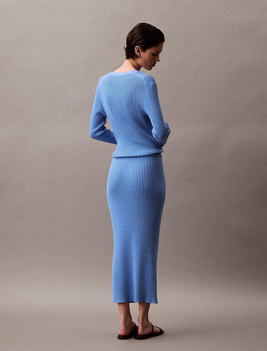 Smooth Cotton Rib Midi Skirt Product Image