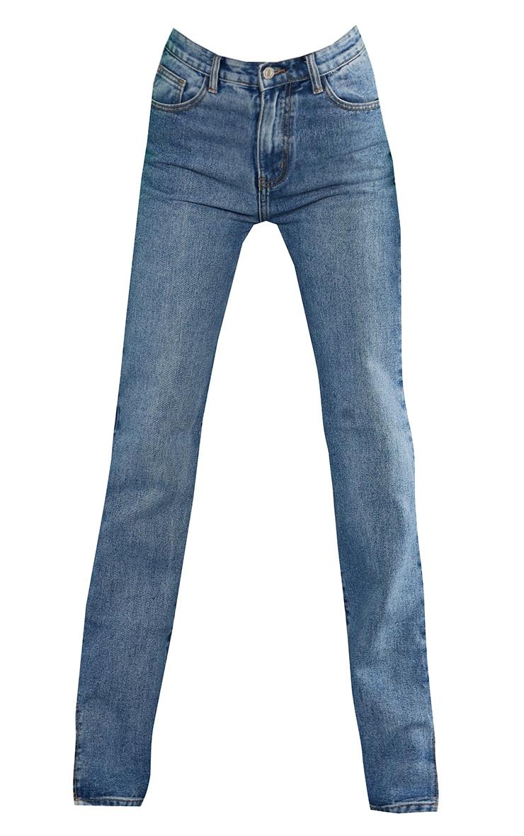 Tall Mid Wash High Waist Split Hem Jeans Product Image