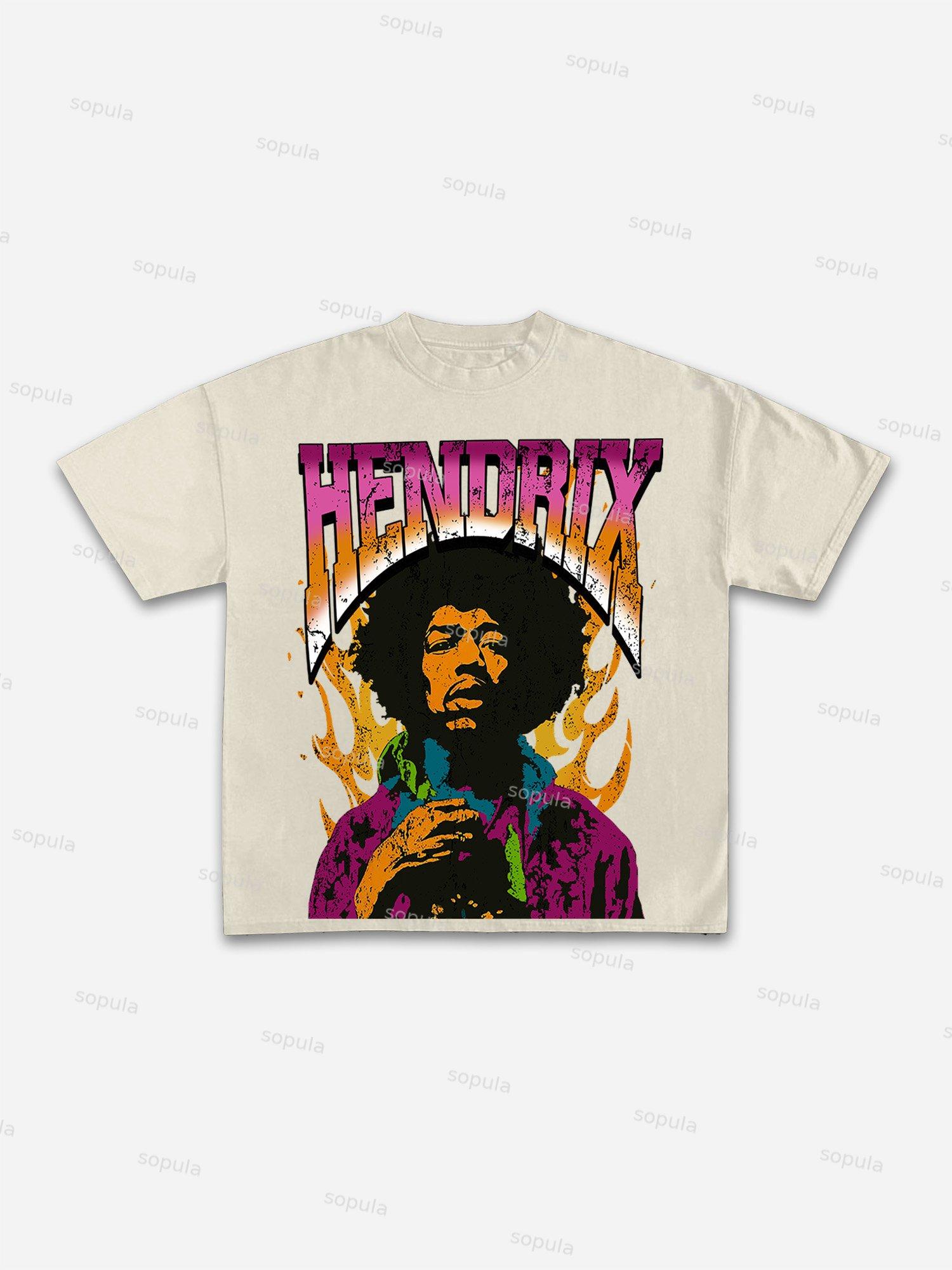 Sopula Jimi Hendrix Print Cotton T-Shirt Product Image
