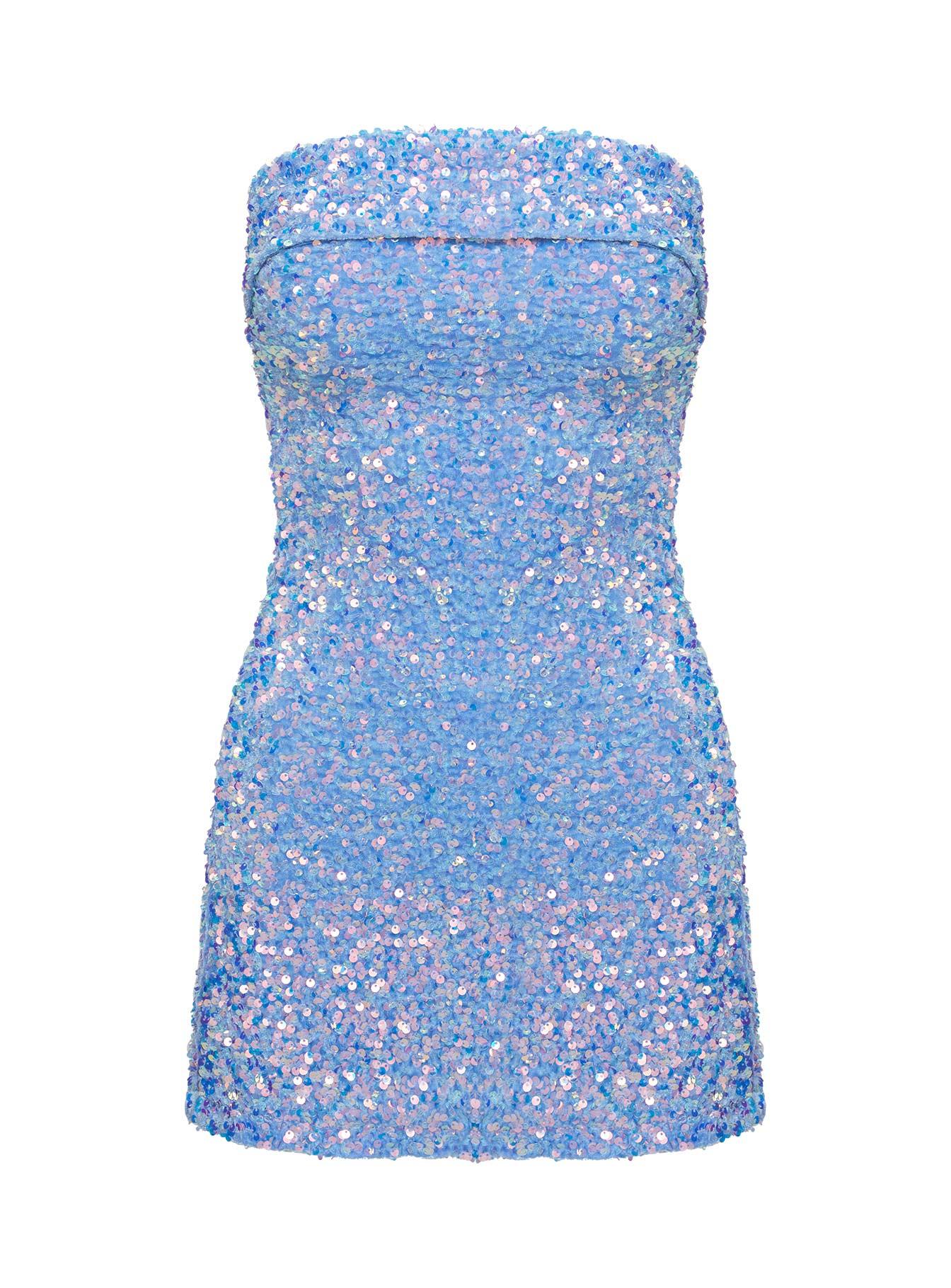 Caprina Sequin Mini Dress Light Blue Product Image