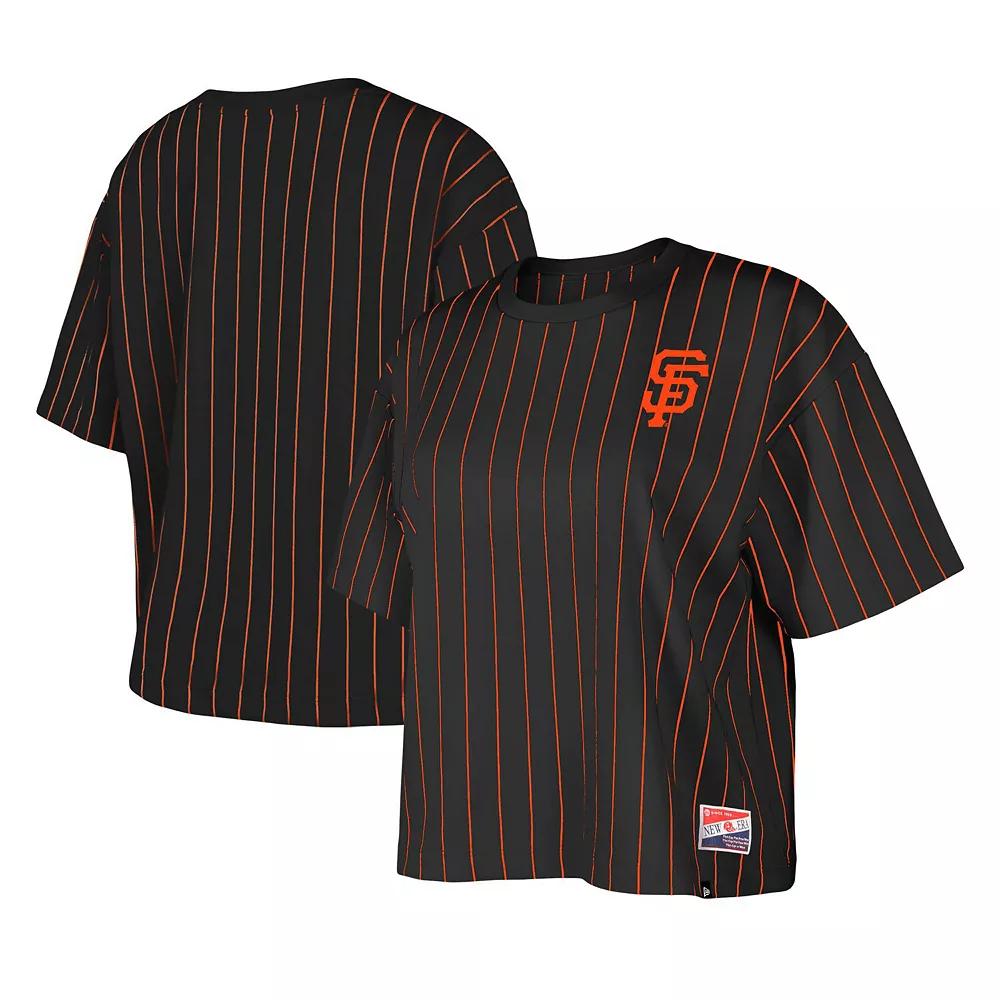Women's New Era Black San Francisco Giants Boxy Pinstripe T-Shirt,  Product Image