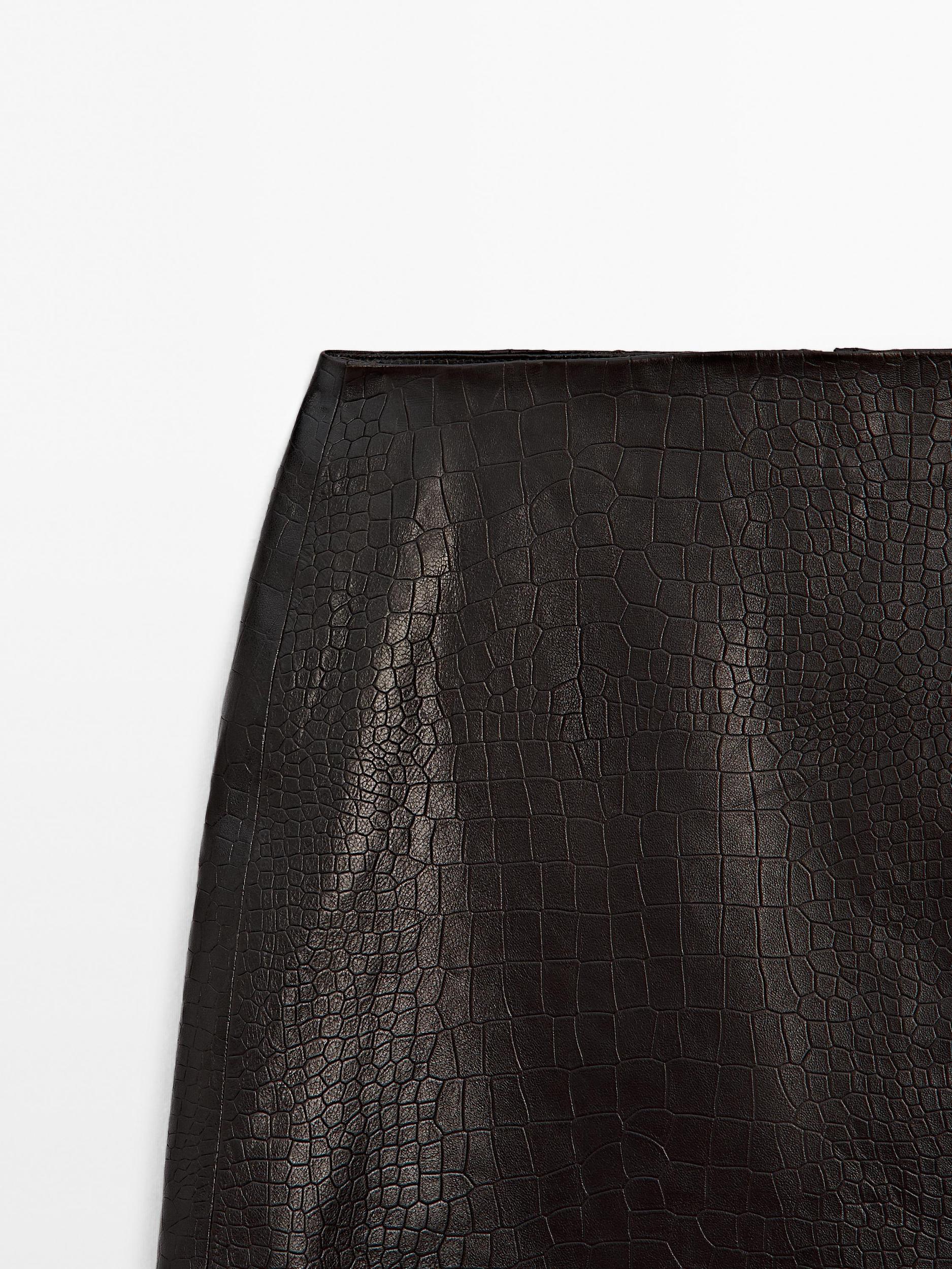 Mock croc nappa leather mini skirt Product Image