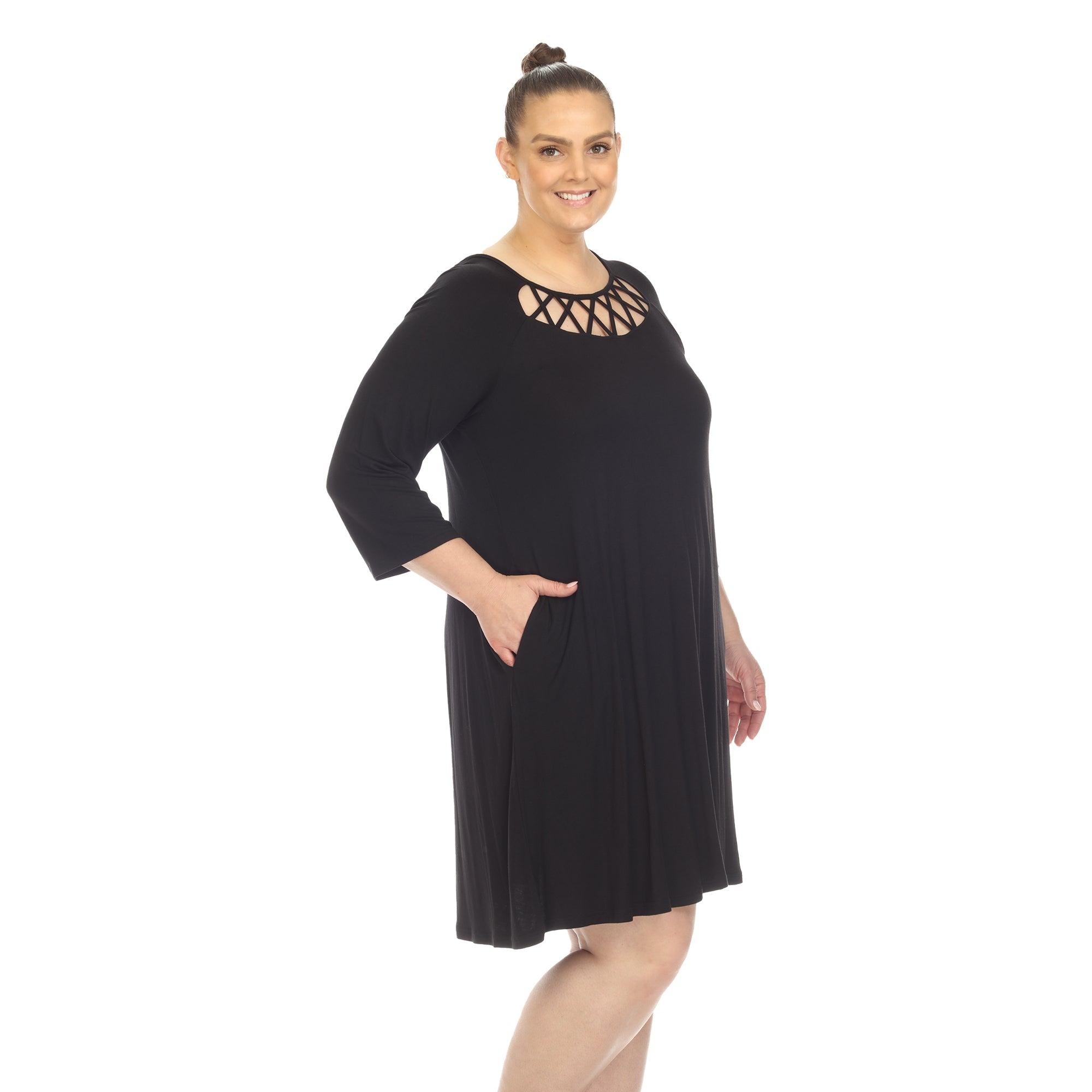 Criss Cross Neckline Swing Midi Dress - Plus Product Image