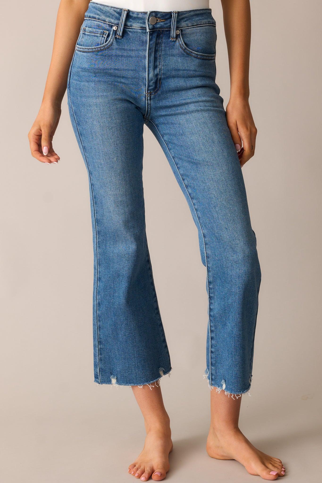 Terrific Timing Medium Wash Cropped Flare Jeans Product Image