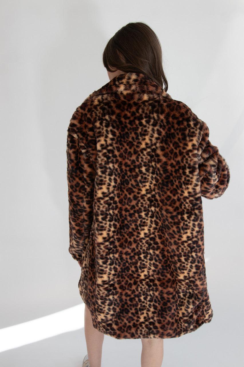 Faux Fur Knee Length Coat Product Image
