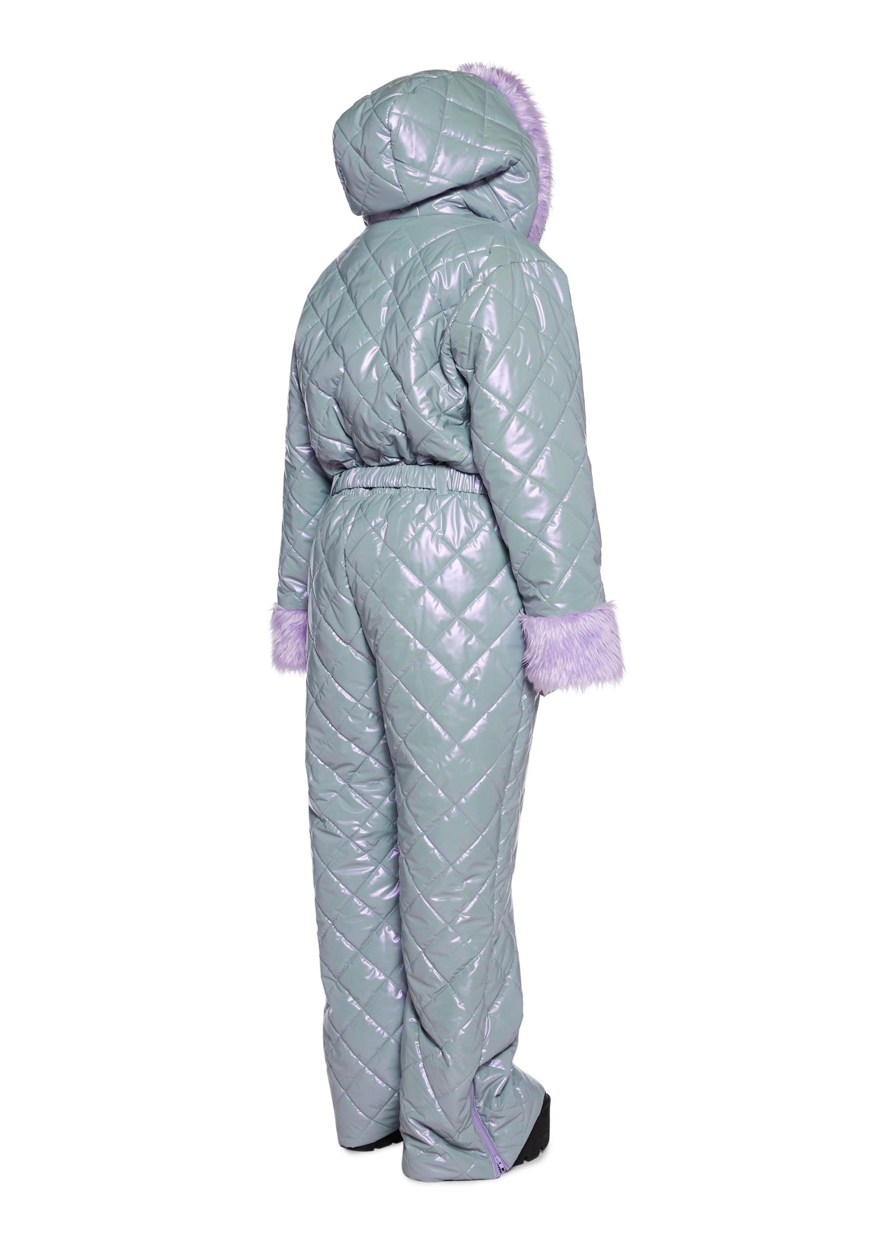 Quilted Nylon Faux Fur Trim Snowsuit Club Exx - Light Purple Product Image