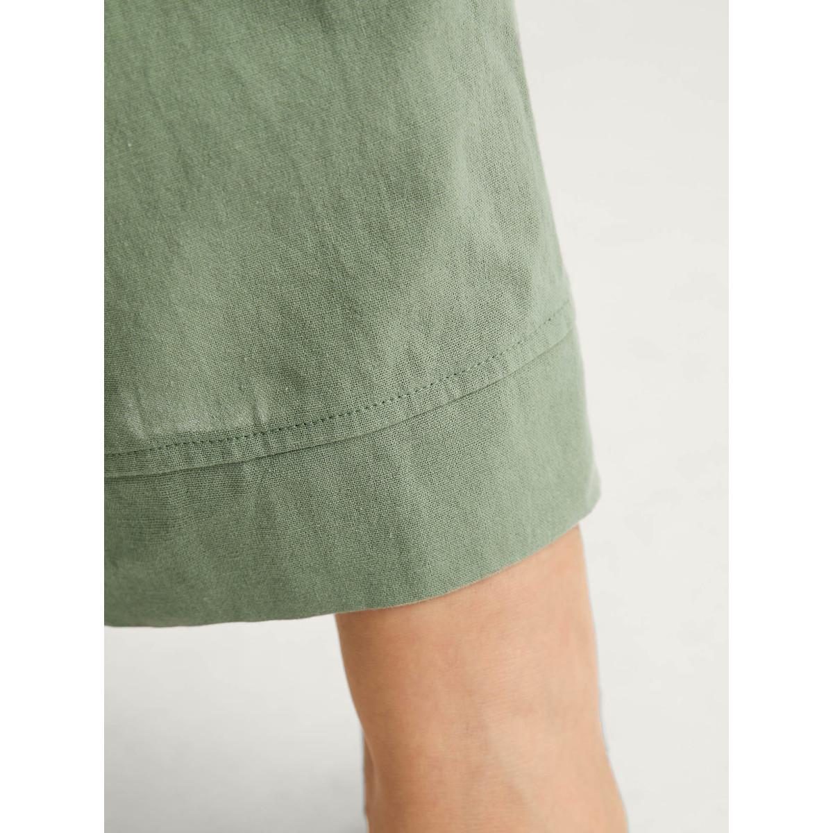 Plus Size Shirred Drawstring Solid Wide-Leg Pants Women Mint Leisure Wide Leg Mid Rise Casual Pants BloomChic 28/5X Product Image