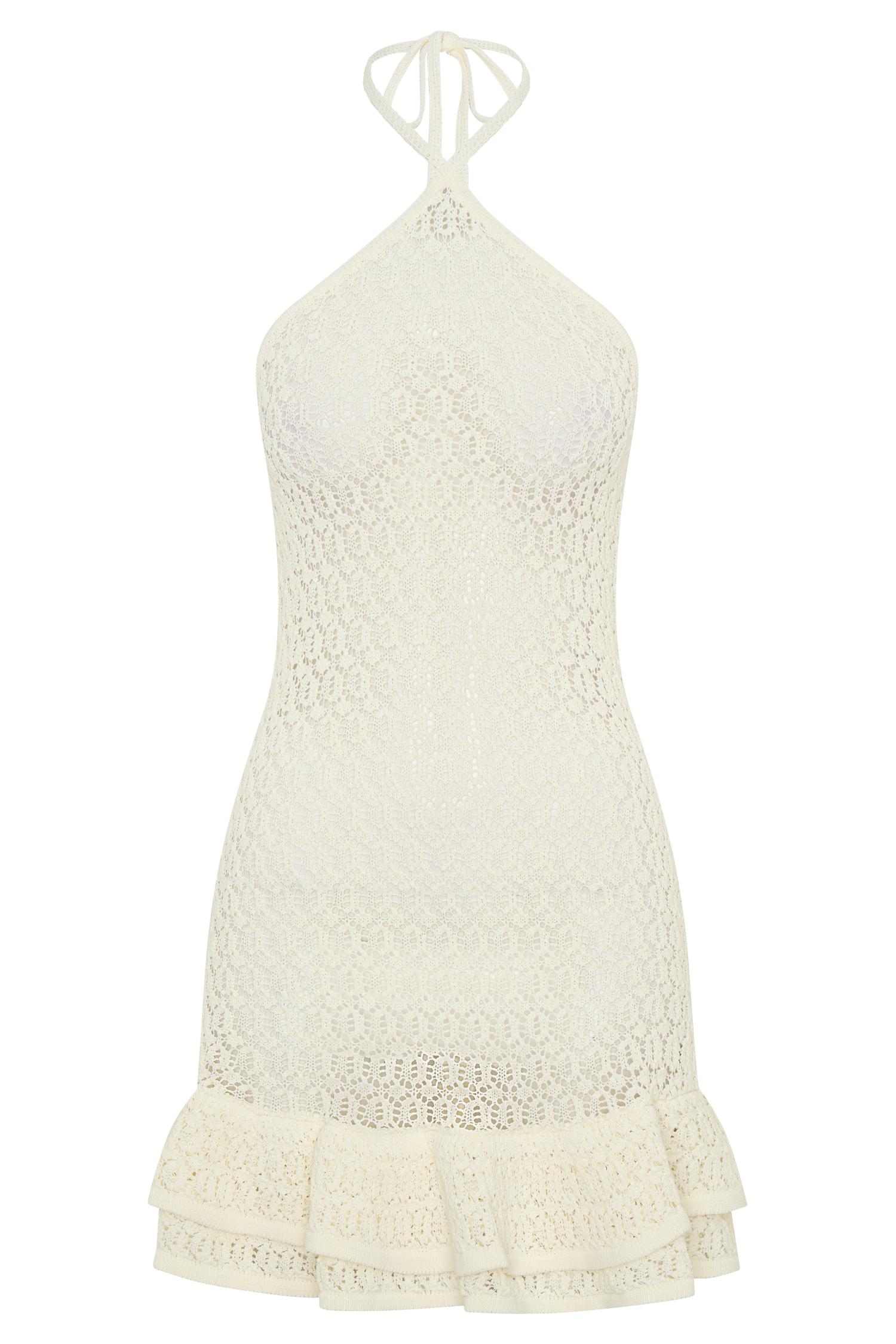 Carrisa Crochet Knit Mini Dress - White Product Image
