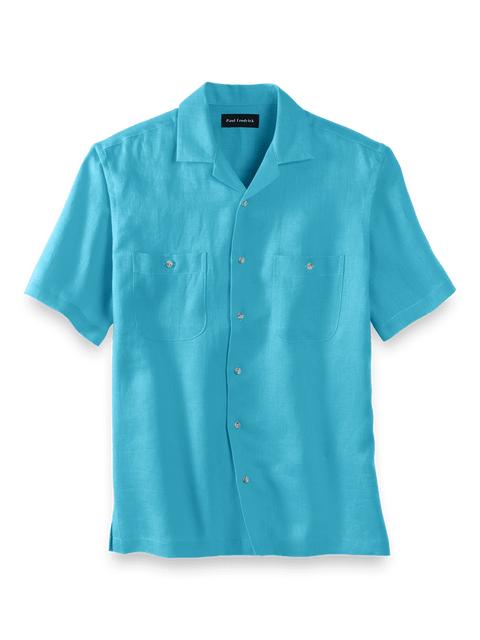 Linen Solid Casual Shirt - Aqua Product Image