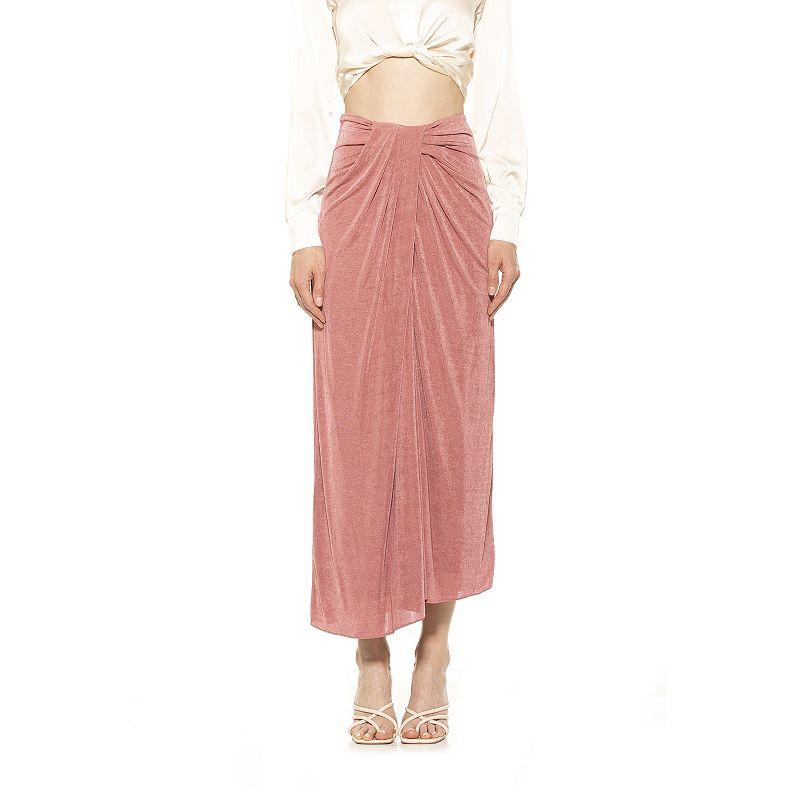 Women's ALEXIA ADMOR Jeanette Front Draped Slinky Midi Skirt, Size: XL, Blush Product Image