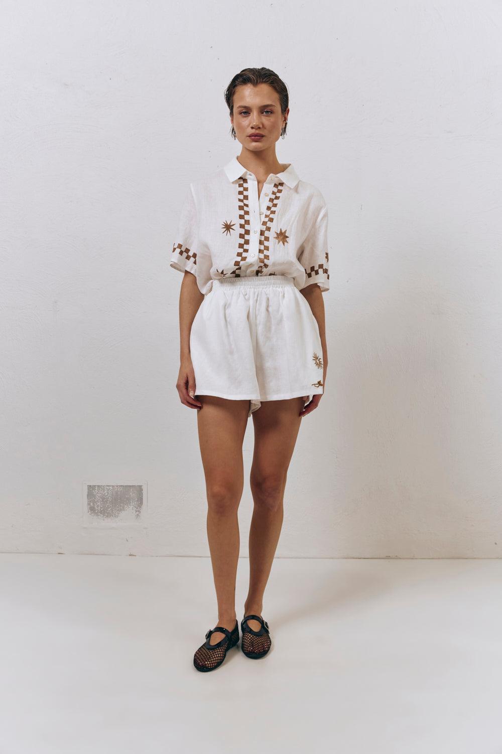 Celine Linen Shorts Skyros Product Image