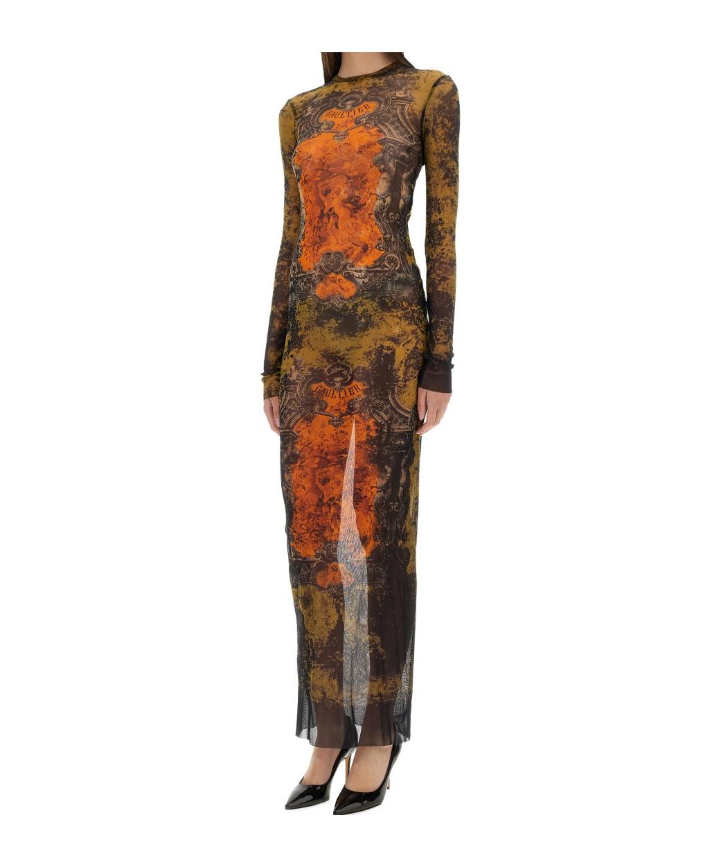 JEAN PAUL GAULTIER Graphic Print Full-length Dress With Long Sleeves In Black Product Image