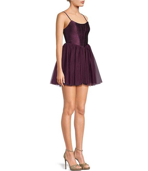 Honey and Rosie Round Neck Corset Inspired Lace Up Back Tulle Skirted Ballerina Dress Product Image