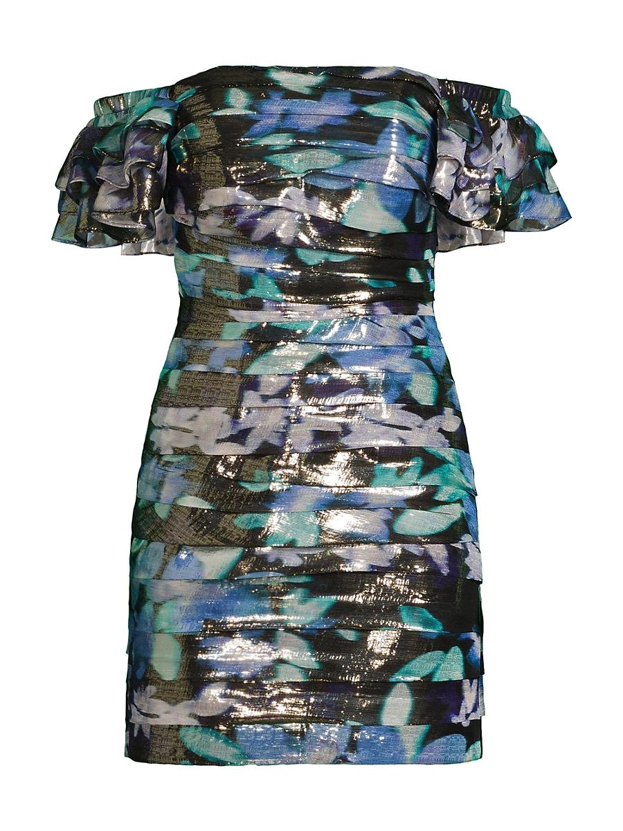Womens Solena Metallic Floral Ruched Minidress Product Image