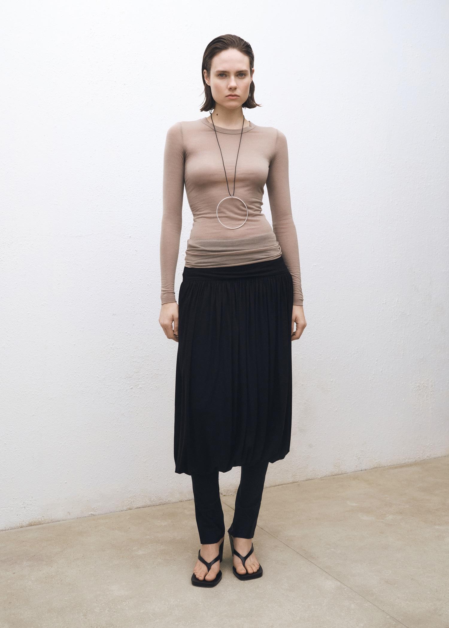 Long-sleeved wool-blend t-shirt - Women | MANGO USA Product Image