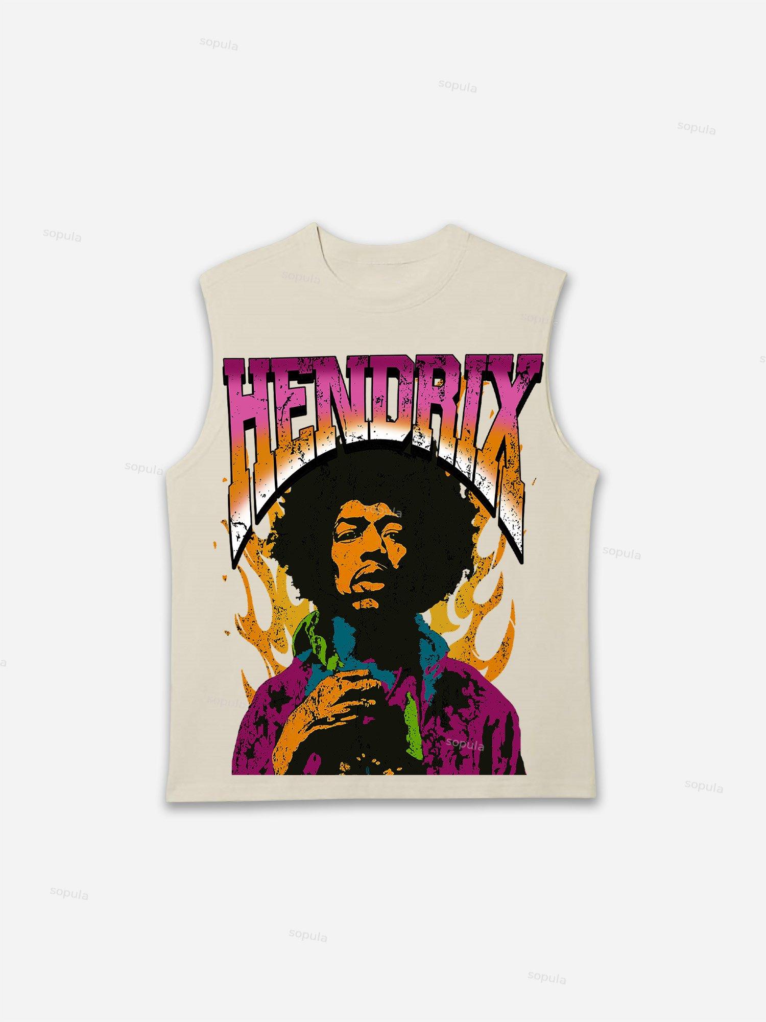 Sopula Jimi Hendrix Print Cotton Tank Top Product Image