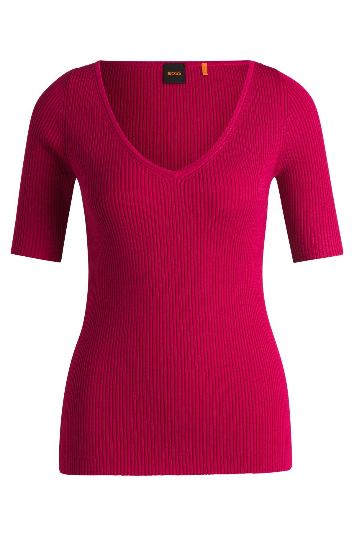Knitted sweater with V neckline in slim fit Product Image
