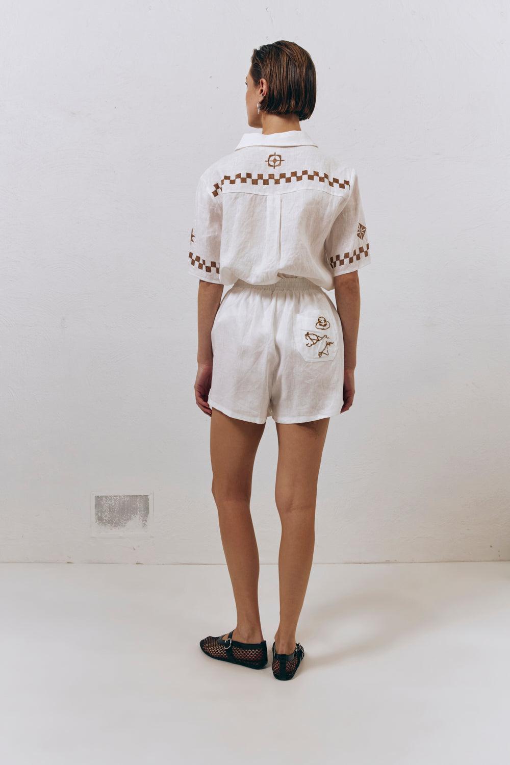 Celine Linen Shorts Skyros Product Image